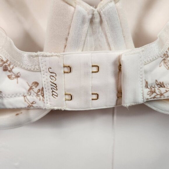 Soma Intimates Lightly Lined Demi Underwire Bra New NWT Gold Lace Beige size 36D - Picture 5 of 7